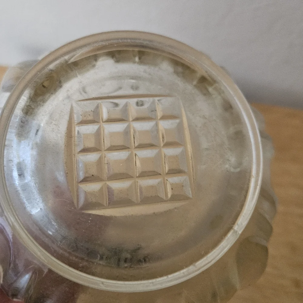 Vintage Glass Ice Bucket with Hammered Silver Handle